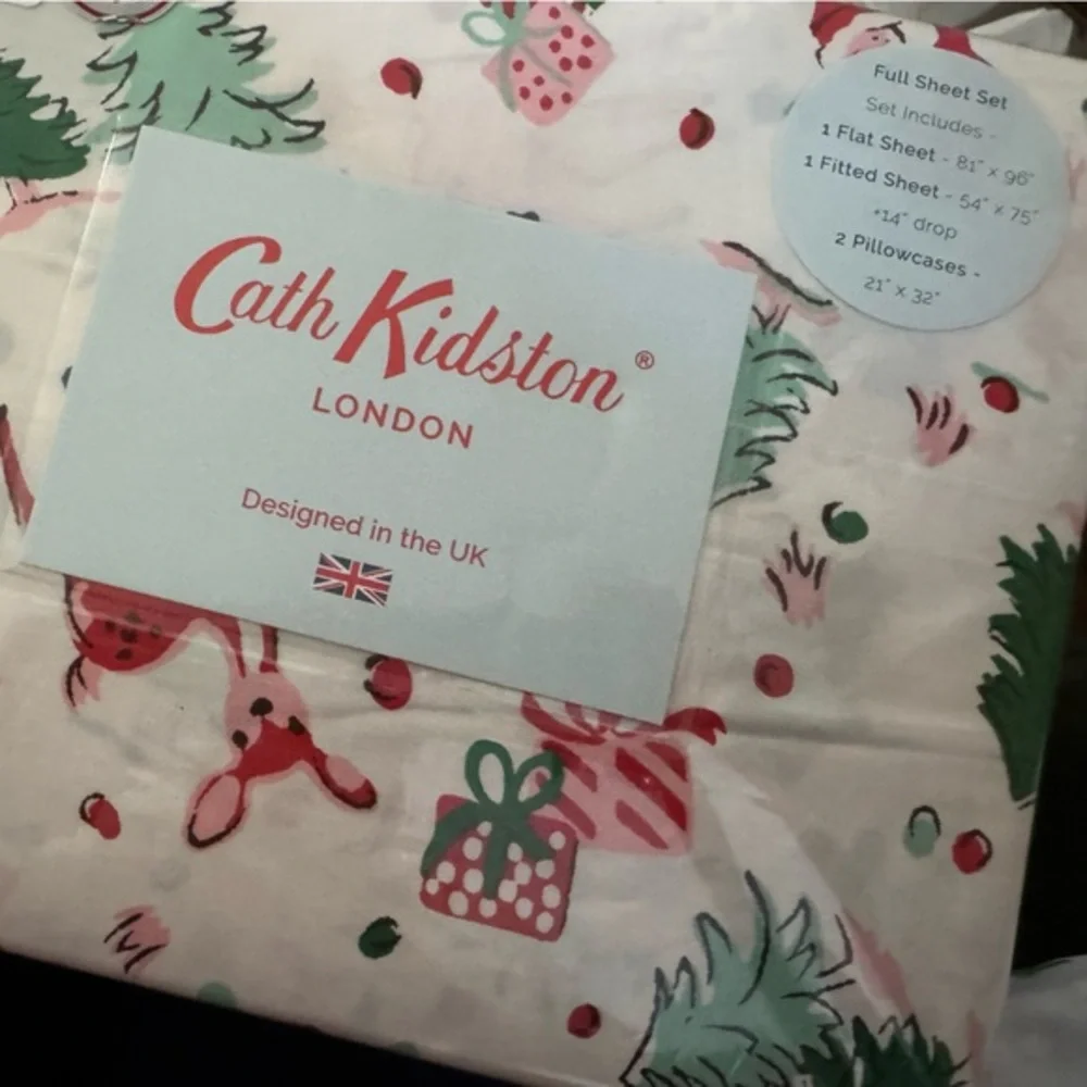 CATH KIDSON “ditsy deer” pink Christmas sheet set/ full size (I have more sizes)